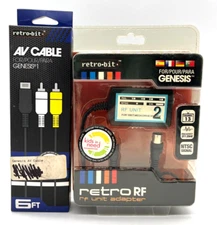 Sega Genesis AV RCA Video Cable & retro RF Unit Adapter Brand New