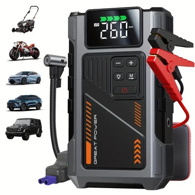 5000A Car Jump Starter with Air Compressor, 150PSI Tire Inflator, 12V Booster
