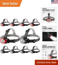 Headlamp, 10 Pack 12 LED 3 Mode Portable Head Lamp Flashlight, Outdoor Lightw...