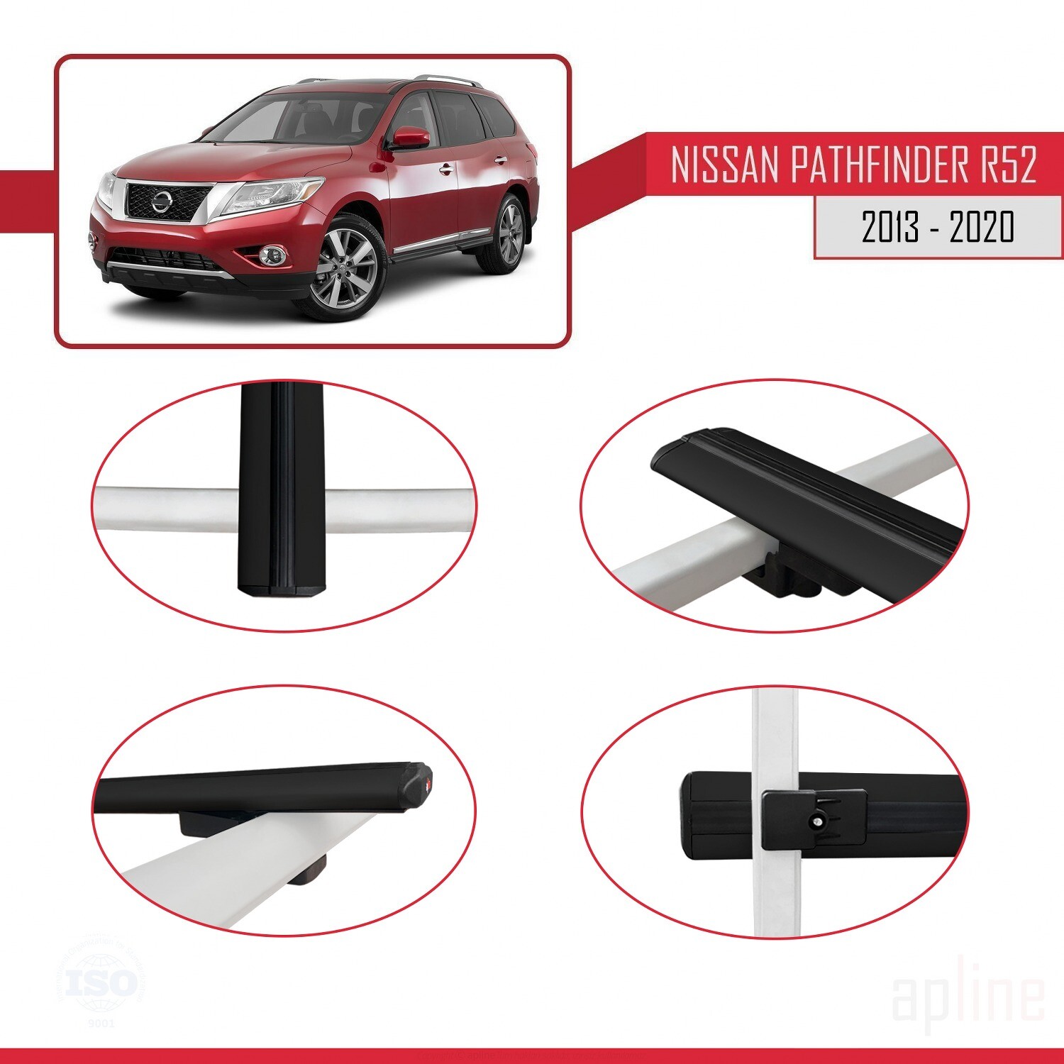 Barres de toit抗震 pour Nissan Pathfinder 4 R52 2013-2020 solution coffre de toit - 4