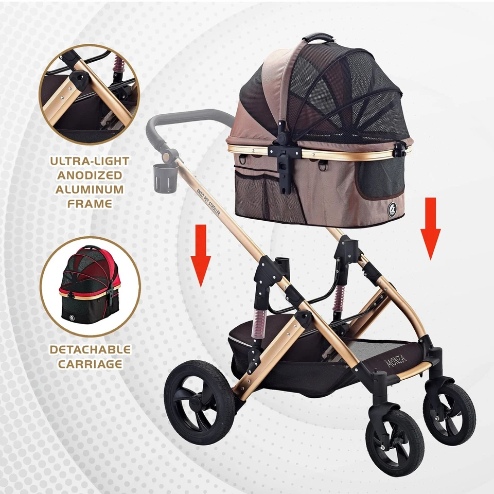 ENZO Monza Luxury 3-in-1 Dog Stroller+Pet Carrier+Pet Car Seat for S,M Pets 45LB - Image 2 of 4