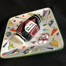 WORLD BAZAAR INC Chip and Dip Trat Ceramic Platter Golf Bag Very Good ConditionV