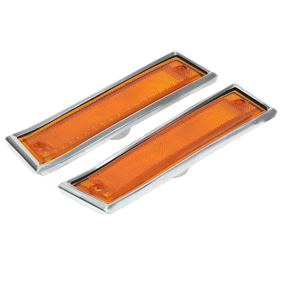 Side Marker Lights Amber Lens For Chevy GMC Pickup Truck 1981-1991 C10 C20 C30 - Image 2 of 4