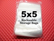 100 Reclosable Storage Bags 5x 5 Clear Plastic 2 Mil Seal-top Baggies 5x5