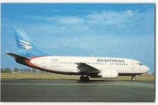 Postcard Airline BRAATHENS Boeing 737-505 LN-BRJ BUCHairCARD 9928 CC10.
