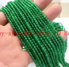 Wholesale 10 Strand 3mm Faceted Green Jade Natural Gemstone Round Loose Beads