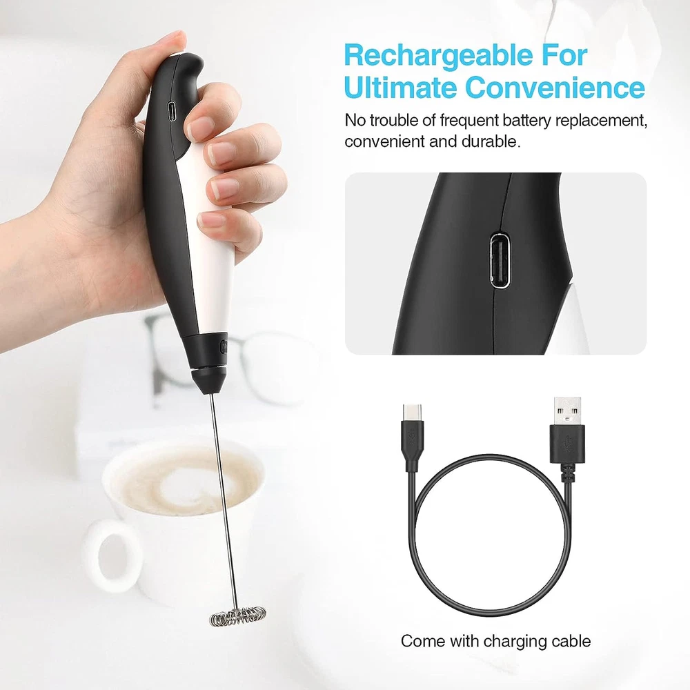 Milk Frother Coffee Frother Bigger Handle Handheld Electric for Milk Foaming,...