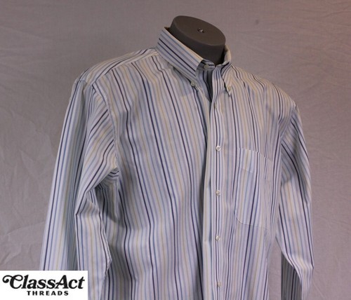 Jos A Bank Long Sleeve Button Down Travelers Collection Shirt Striped Sz L - Picture 2 of 5