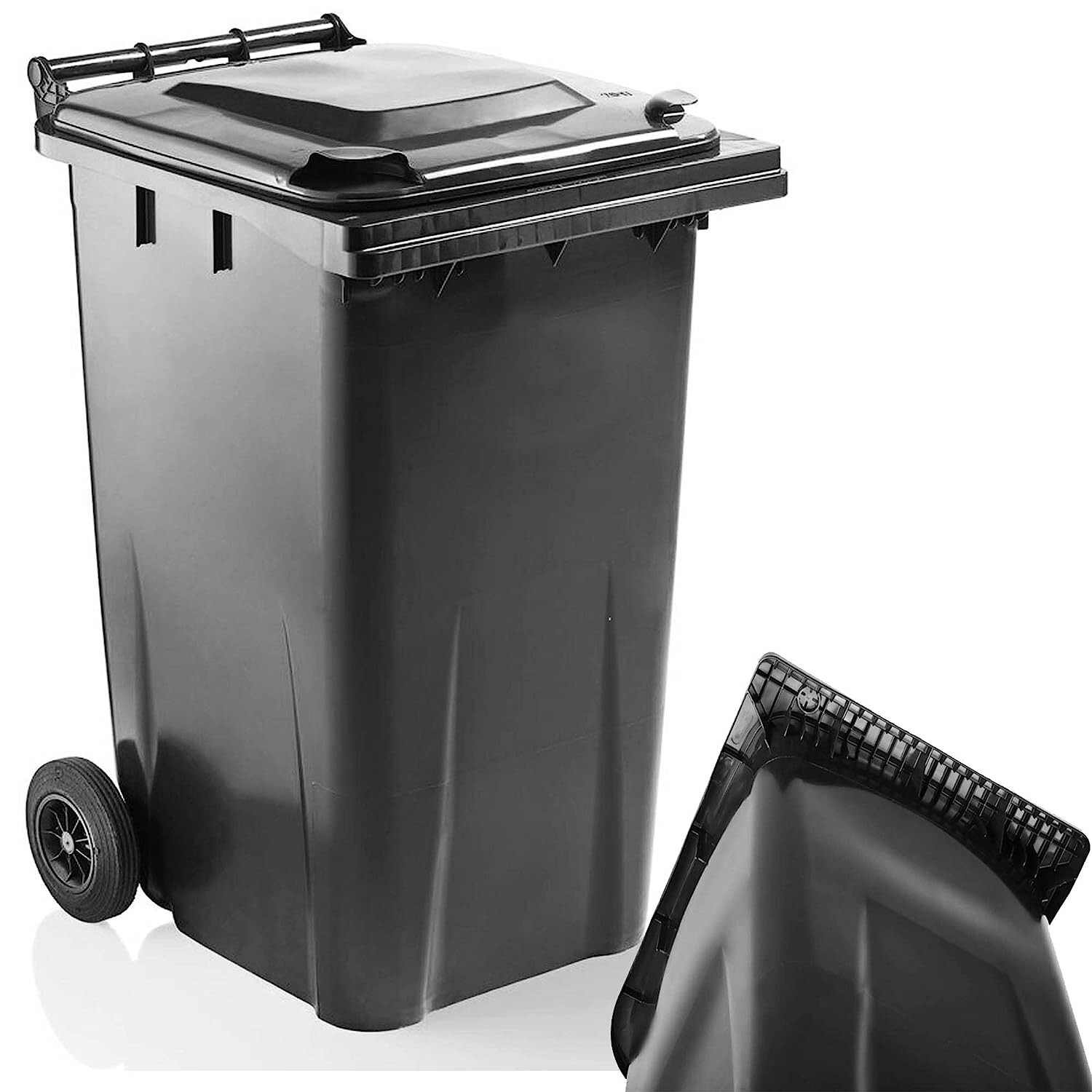 240L Wheelie Bin Large Grey Council Size Outdoor Rubbish Rubber Wheel
