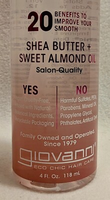 Vegan Giovanni Frizz Be Gone Polishing Anti-frizz Hair Serum 4.0 oz Shea+Almond