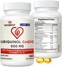 Ubiquinol Coq10-600Mg-Softgel, Active Coq10 Ubiquinol Supplement with Vitamin...