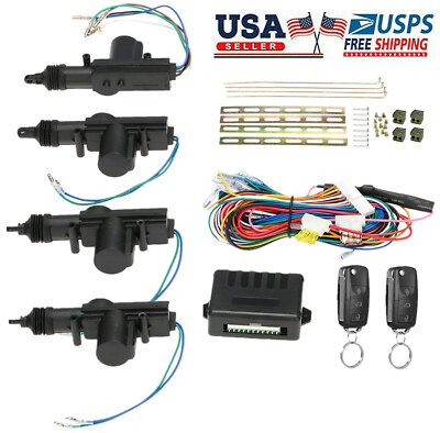 12V Universal Car Power Door Lock Actuator Keyless Entry System Kits +2 Remote