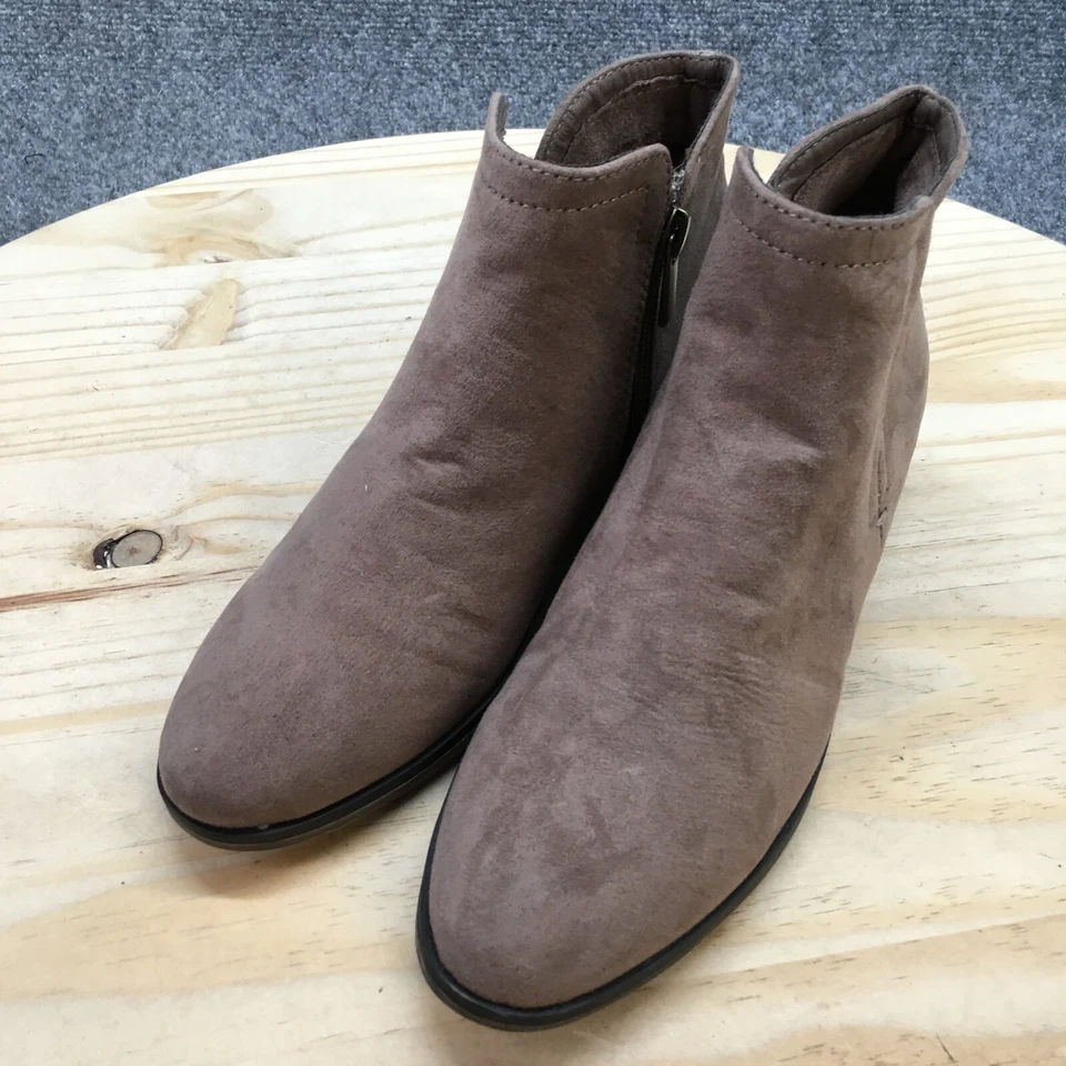 Botas de Bambú para Mujer 6 Laterales Cremallera Botines Marrón Tela Tacones Informales Cómodos Foto 3 de 4