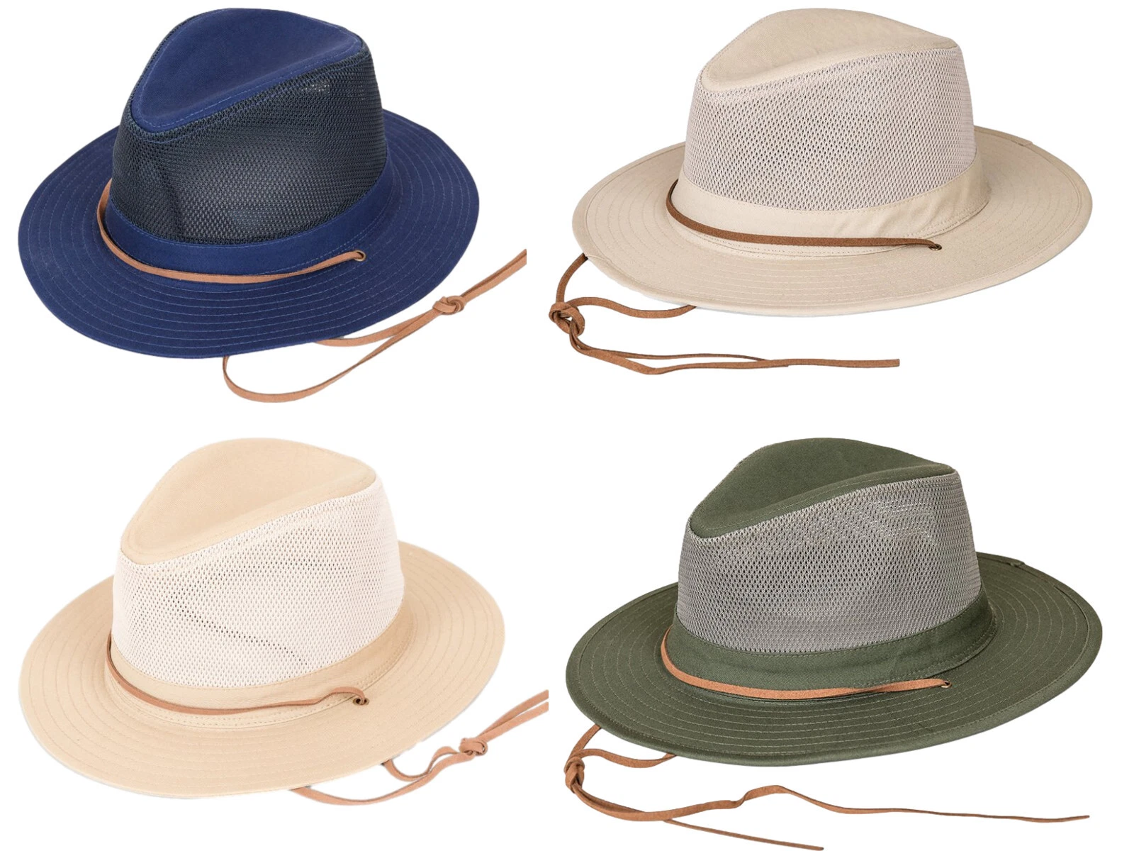 Mens Sun Hat Traditional Safari Breathable Mesh Aussie Lightweight Wide Brim