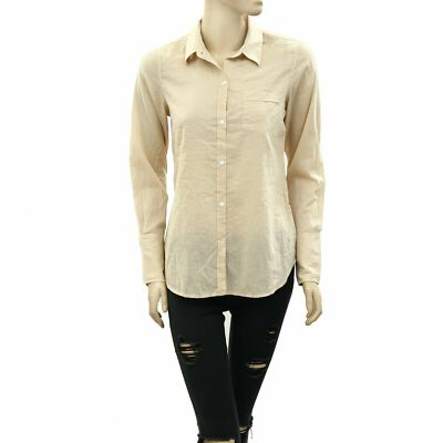 Nili Lotan Cotton Voile NL Buttondown Shirt Blouse Top Solid Nude XS 230052