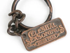 Vintage Keychain Celestial Seasonings Herb Tea Original Logo 1980s Copper