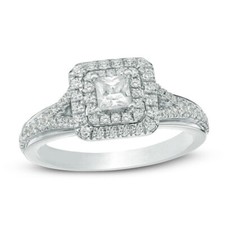 1.0Ct Vera Wang Love Princess Cut Lab-Created Diamond Engagement 925 Silver Ring