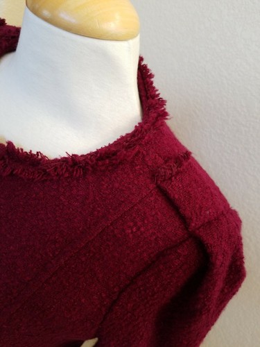 Cardigan giacca Cabi donna granato full zip davanti taglia 6 con tasche bordo frange - Foto 9 di 12