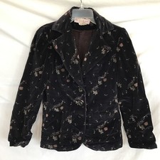 Vintage Liz Carlson San Francisco Sz 8 Black Velvet Floral Jacket