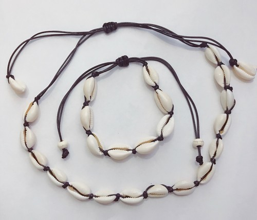 Adjustable Handmake Natural Sea Shell Necklace Bracelet Anklet Rope Choker Beach - Picture 3 of 17