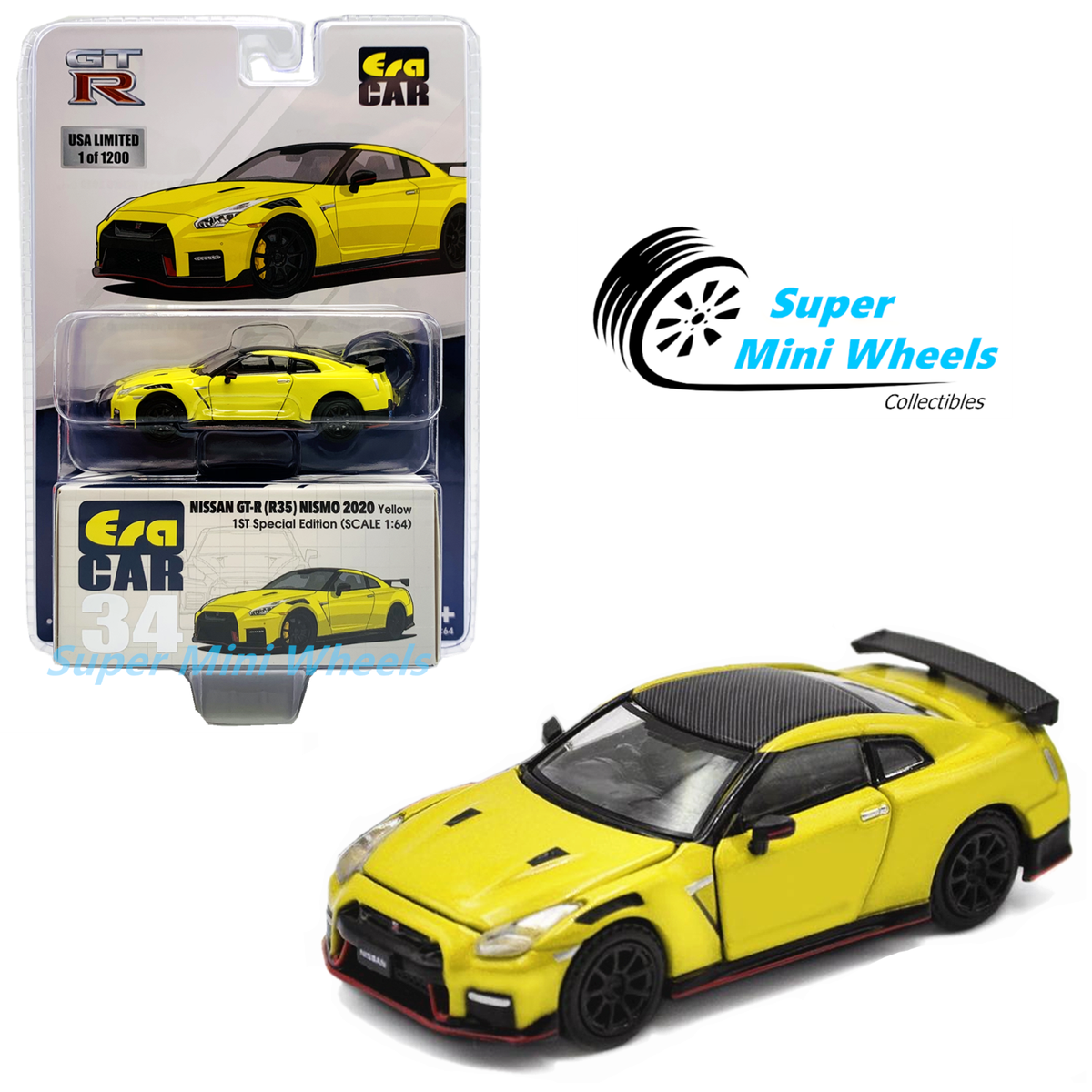 ERA Car 1/64 2020 Nissan GT-R R35 Nismo (Yellow) #34 - USA