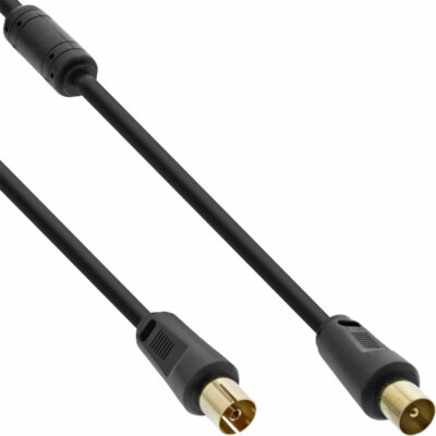 InLine  Antennenkabel 2x geschirmt mit Filter >85dB schwarz 10,0m