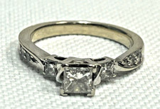 beautiful Solid 14k White Gold Diamond Engagement Ring w/ Natural Diamonds s 5.5
