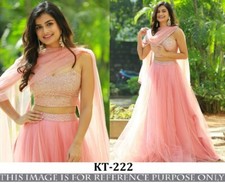 Women Sequin Designer Top Skirt Dupatta Indian Wedding Ethnic Pink Lehenga Choli