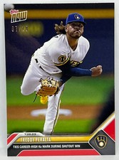 2023 Topps Now #621 Freddy Peralta Milwaukee Brewers RED Parallel 07/10