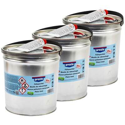 Presto 2K Füllspachtel 3 X 6 Kg Spachtelmasse Polyester Ziehspachtel inkl Härter