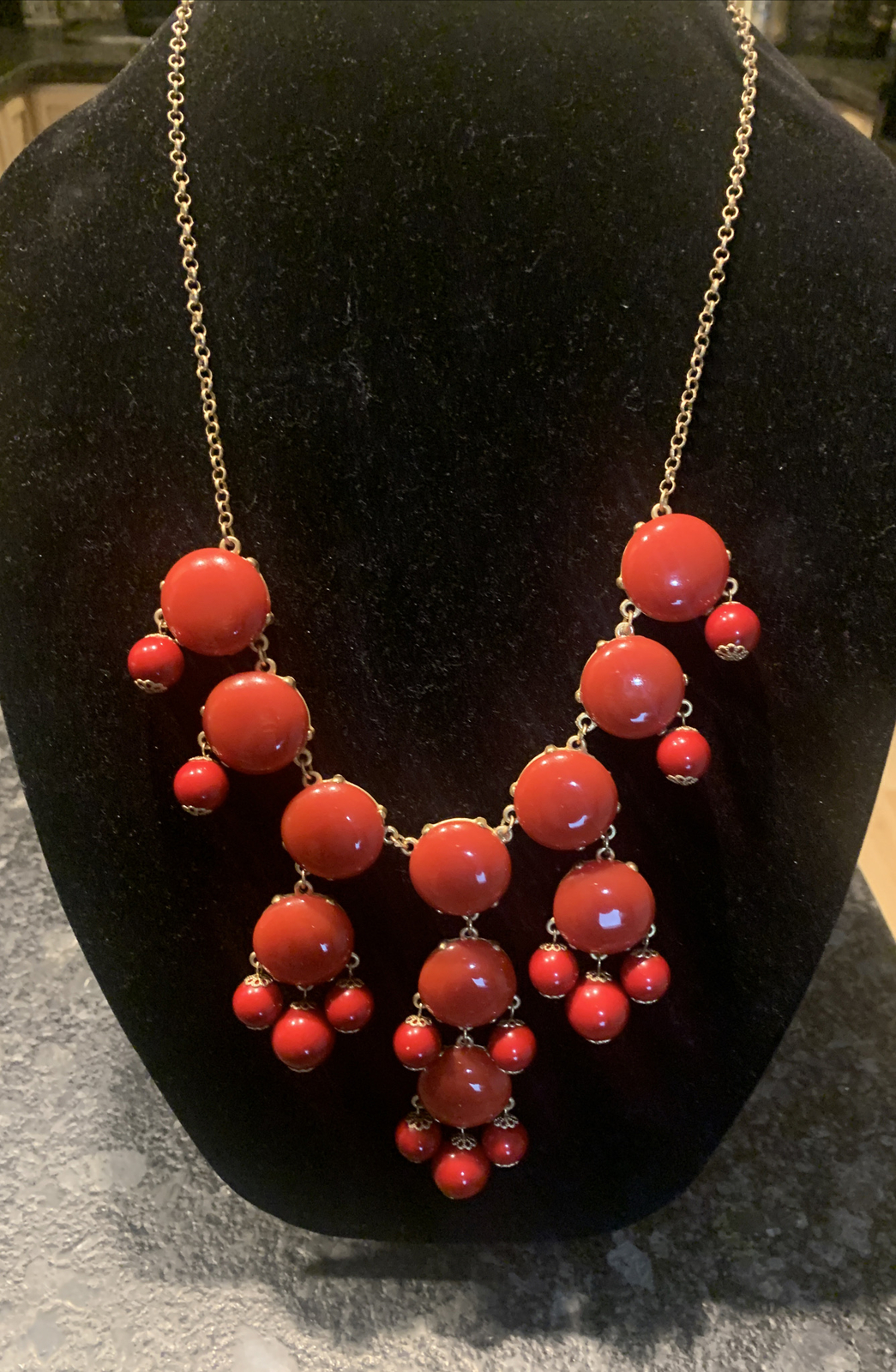 Festive Red Beaded Bubble Bib Statement Necklace … - image 7
