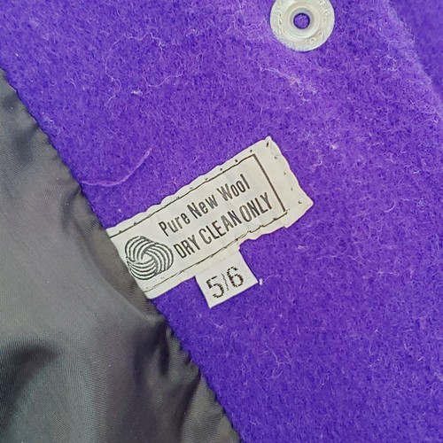 VTG 80s International Scene Mondrian Purple Wool Coat Geometric Womens SZ 5/6 - Picture 5 of 11