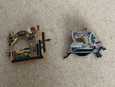 LOT of 2 Clotilde Sewing Machine Pins  Wilcox Taylor  Enamel  Vintag Small  EBJ7