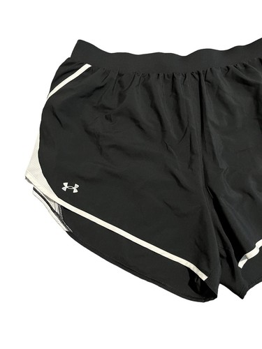Under Armour Running Shorts Womens Size 3X Black White Lined Drawstring Fly By 2 - Picture 2 of 12