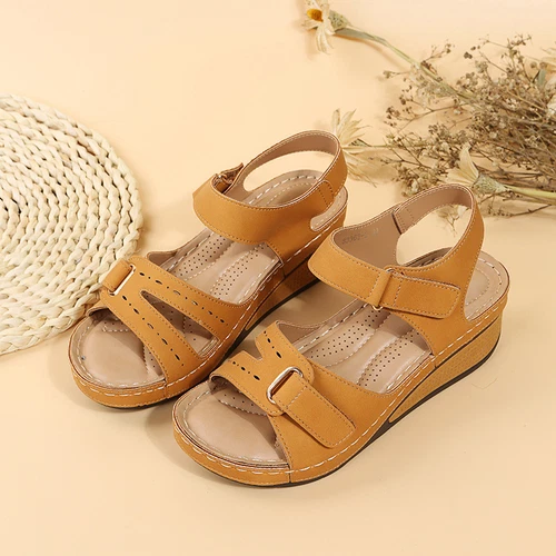 Damen-Sandalen Sommer orthopädische Keilabsatz Wandern Fersenriemen flach Freizeitschuhe Größe - Bild 5 von 21