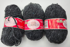 Phentex Can Can Yarn 3 Skeins Color 06 Black Noir 50 Gram 1.75 Oz