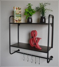 Vintage Wandregal aus Metall mit Hakenleiste Regal Küchenregal Industie Design