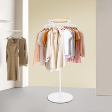 Round Clothing Rack, Clothes Display Rack, Rotatable Garment Rack White