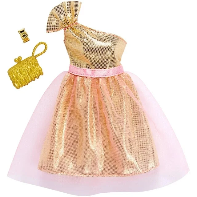 Barbie Complete Looks Vestido Dorado Un Hombro con Conjunto de Tul Rosa FKT10 Foto 2 de 3