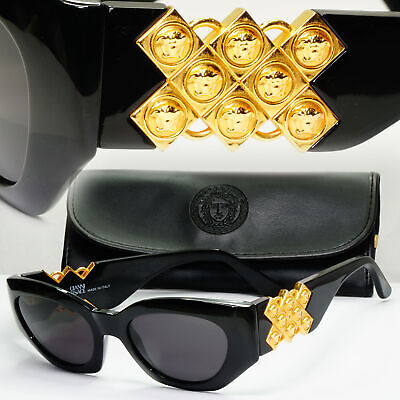 Gianni Versace 1995 Sunglasses Vintage Gold Black Biggie MOD Gianni Versace 1995 Sunglasses Vintage Gold Black Biggie MOD