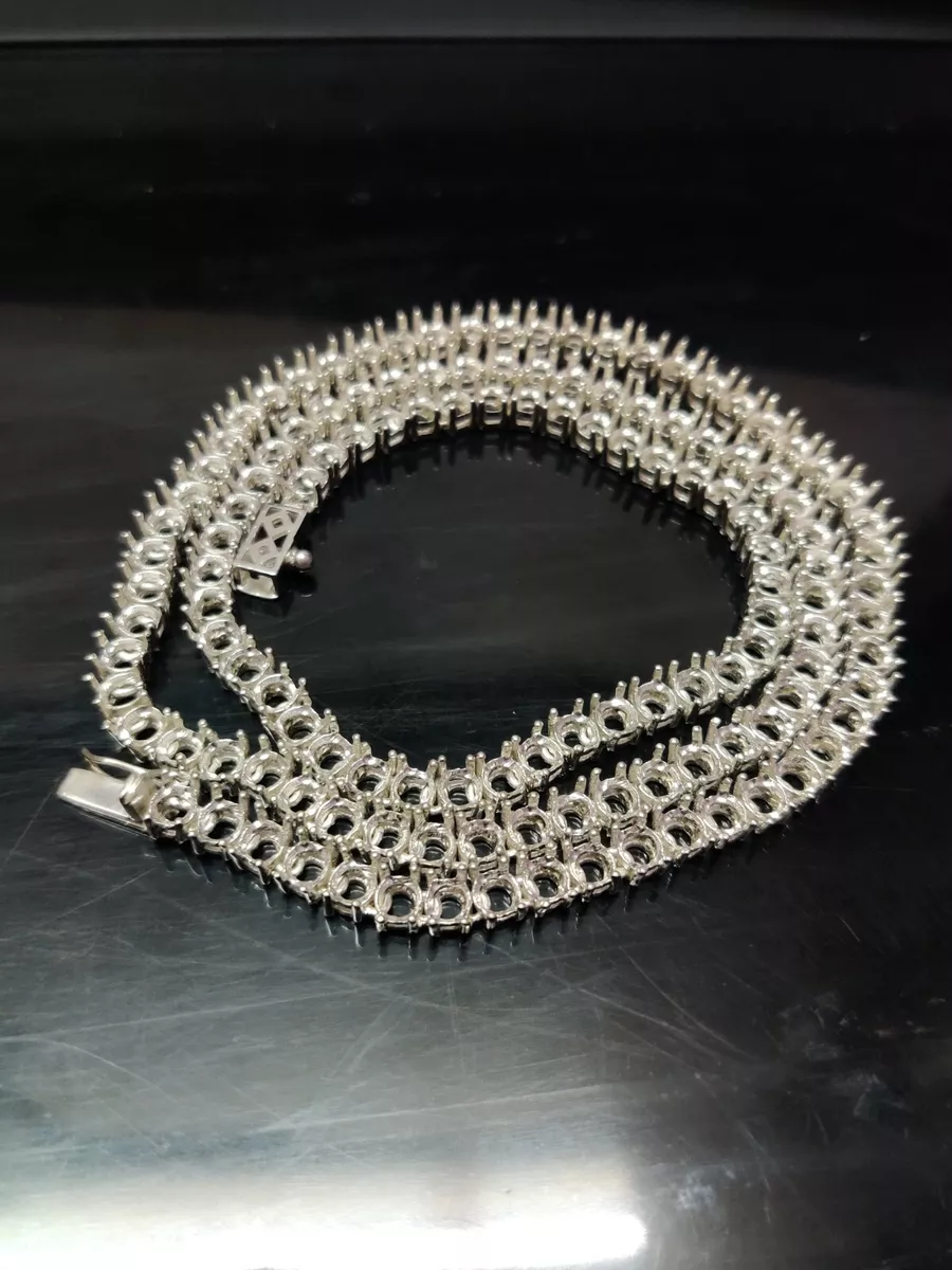 Semi Mount Necklace 4 mm Round Necklace Setting Tennis Chain