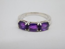 VINTAGE STERLING SILVER AMETHYST STONE RING SIZE 7