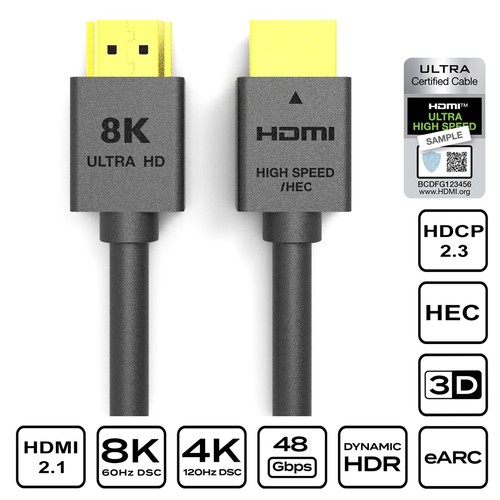 Premium 8K 4K HDMI Cable V2.1 V2.0 HD 3D High Speed Ethernet HEC ARC PS5 4 XBox - Picture 5 of 12