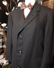 VTG 1950s 1960s Gray Tweed Wool Herringbone Overcoat Men's Size 40 -41 Short