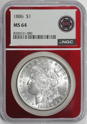 1886 Morgan Silver Dollar $1 NGC MS64, Blazing Luster [14F20]
