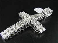 2 Row Mens White Gold Finish Xl Diamond Cross Pendant on sale 2 Row Mens White Gold Finish Xl Diamond Cross Pendant on sale