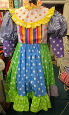 FABULOUS 'MULTICOLOURED SWAP SHOP' PANTOMIME DAME DRESS - SIZE 44"-46" - AM DRAM
