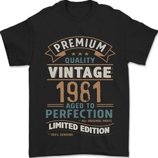 Camiseta Vintage Premium 44º Cumpleaños 1981 Para Hombre 100% Algodón