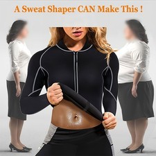 Women Sweat Sauna Suit Workout Shirt BodyShaper Long Sleeve for Weight Loss Tops