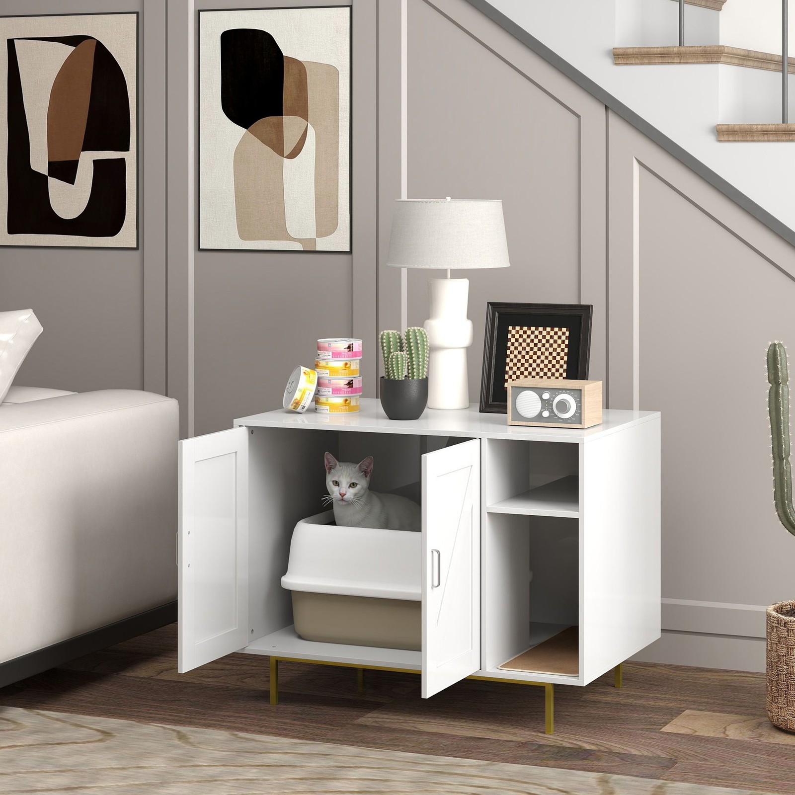 Enclosure End Side Table With Scratching Pad